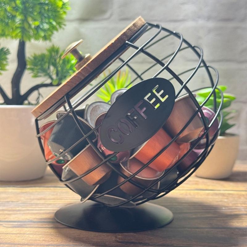 Iron Art Coffee Capsules Storage Rack Convenient Diagonal Basket for Kitchen Countertop Espresso Pods Storage Container