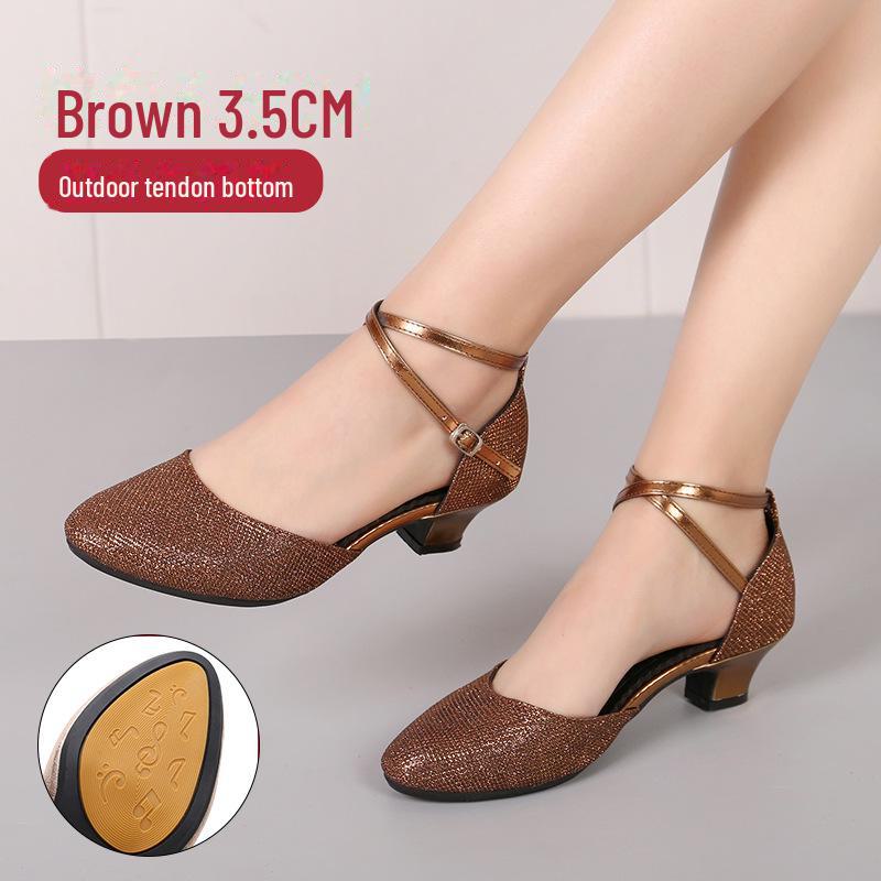 

Жіноче взуття для латиноамериканських і бальних танців - м яка підошва для квадратних танців 33 коричневий