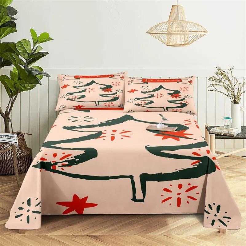 Christmas Bed Sheet Set Bedding Set Bed Flat Sheet Christmas Decorations Girl Bedsheet Bedding King Bed Sheets and Pillowcases