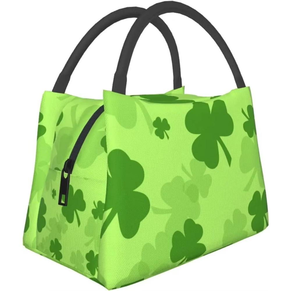 

День Святого Патрика Зеленый Цветок Изолированная Сумка Для Обеда Многоразовый Большой Ланч-бокс Холодильник Для Хранения Еды Сумка Для Работы Путешествия Школы 28x17x16CM чёрный