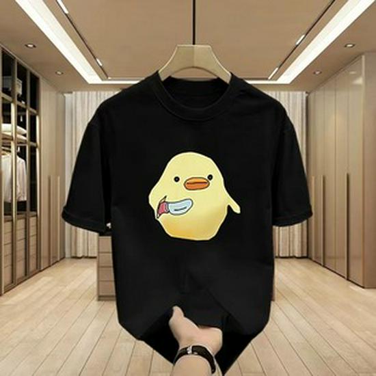 2024 Trendy Men's Cotton Short-Sleeve Round Neck Cartoon Print T-Shirt
