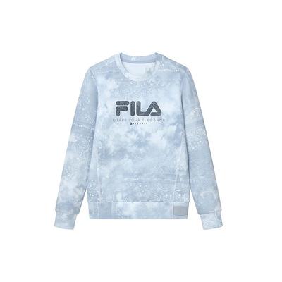 Athletics Tie-Dye All-Over Print Cashew Flower Knit Sports Crewneck Sweatshirt Women Sweatshirt Mist-Blue A11W211202FBU