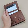 Portefeuille porte-cartes en cuir vintage pour homme Blocage RFID Fin Fermeture éclair Porte-monnaie Portefeuille minimaliste pour poche avant avec plusieurs fentes pour cartes et fermeture à bouton-pression