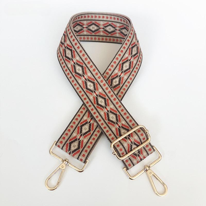 Ethnic Style Pattern Shoulder Strap Women's Backpack Accessories Multi-color Women's Bag Webbing Adjustable Widening Metal Hook