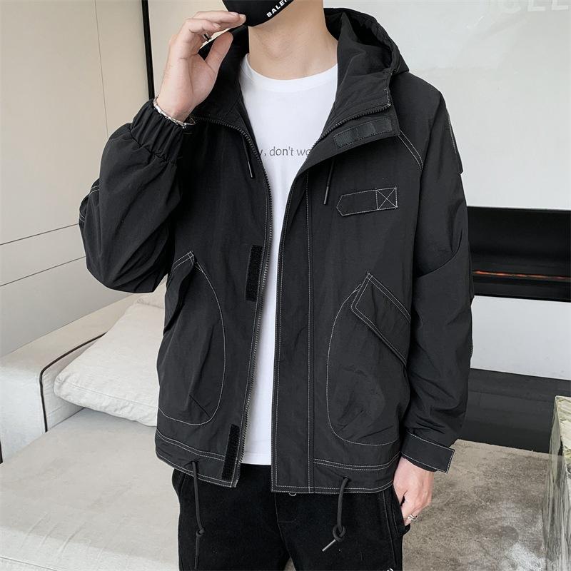 

Осень-зима мужские хлопковые ветрозащитные куртки с длинным рукавом, пальто, теплые мужские черные пальто S чёрный