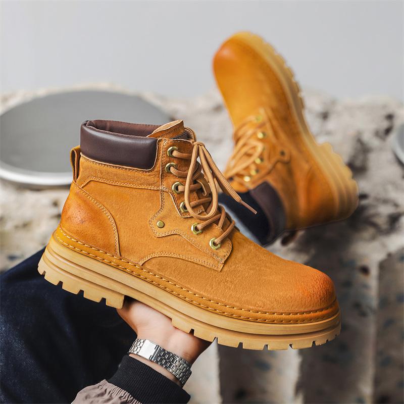 Rhubarb Boots Men'S Retro Martin Boots Retro Autumn British Rhubarb Boots Tooling Desert Boots Men'S Boots