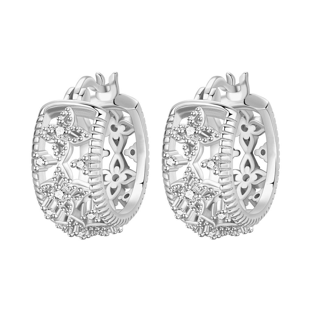 Vintage Floral Vine Hoop Earrings Trendy Botanical Plant Design Fashion Jewelry For Women