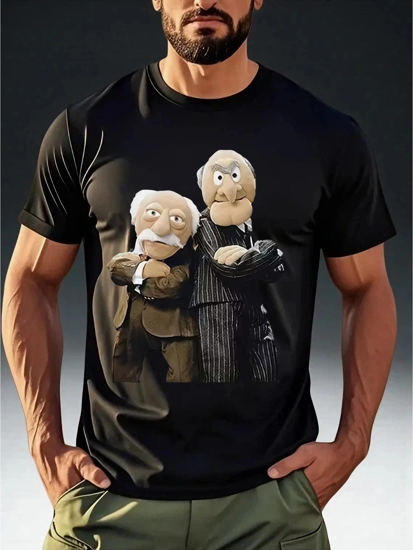 

Men s Vintage Puppet Pair Print T-Shirt - Soft Breathable Short Sleeve Tee Suitable for Summer XXXL