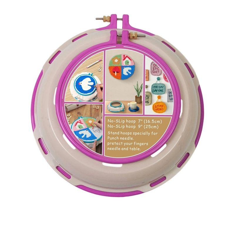 

AEE4-Round Embroidery Pot Double Layer ABS Plastic Embroidery Frame DIY Accessories Embroidery Hoops троянди рожеві кольору
