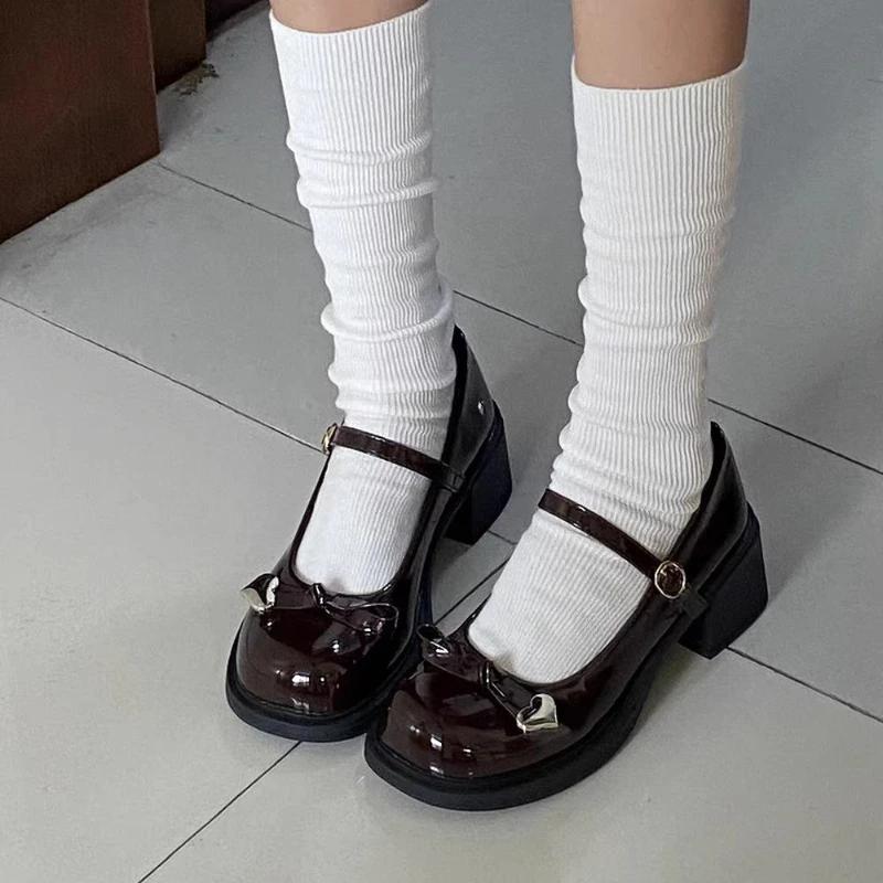 Fashion Chunky Heels with Medium Japanese Style Lolita Cute Block Heel Round Toe Ladies Pumps Kawaii Mary Jane Women's Shoes on Sale Y2k