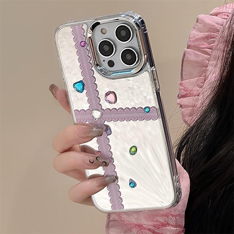Zhitai Rhinestone Mirror Bracelet Case for iPhone 15/14 Pro/13 Pro Max/12
