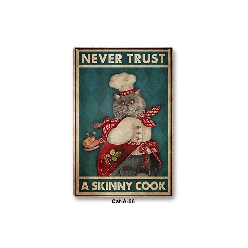 Metal Tin Sign Vintage Anime Animal Black Cat Poster Shabby Wall Plate Signs Crafts Garage Home Decor Plaques Tinplate Painting