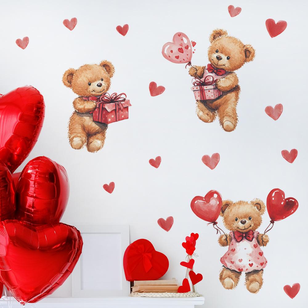 Valentine's Day Love Bear Bedroom Living Room Entrance Hall Home Background Beautification Wall Stickers
