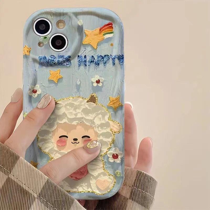 Love Little Sheep iPhone Soft Case: Compatible with 17PRO, 16PLUS, 15, 14, 13 Models - Cute and High-Value Design