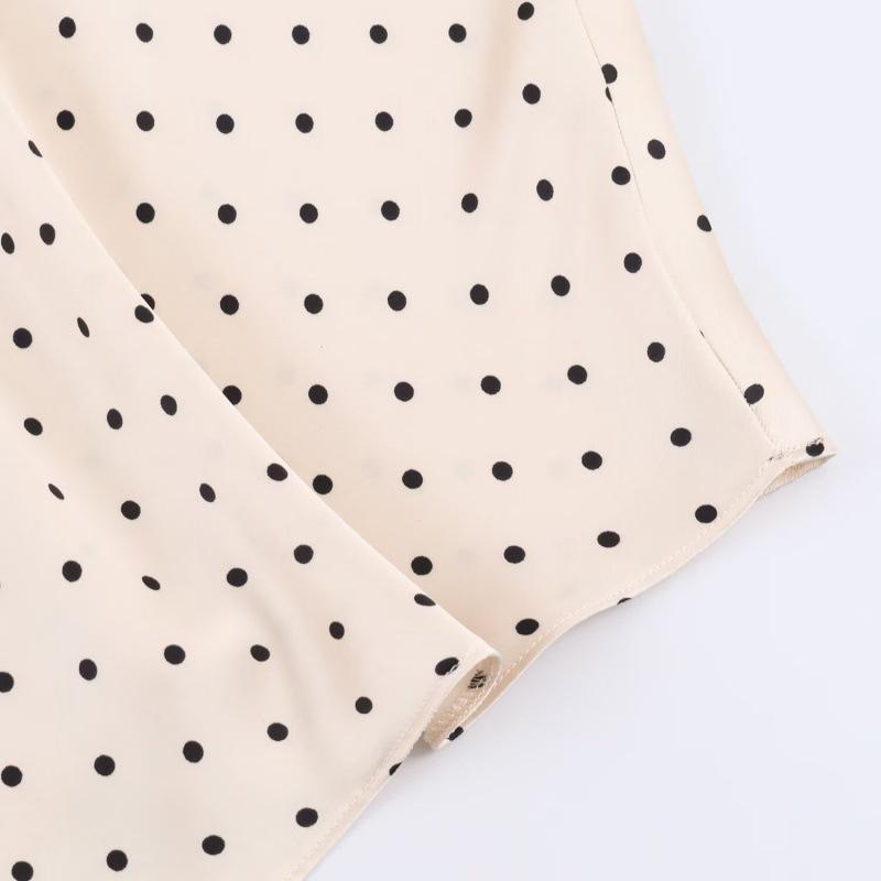 2026 Spring French Polka Dot Asymmetrical Silk Midi Skirt for Women