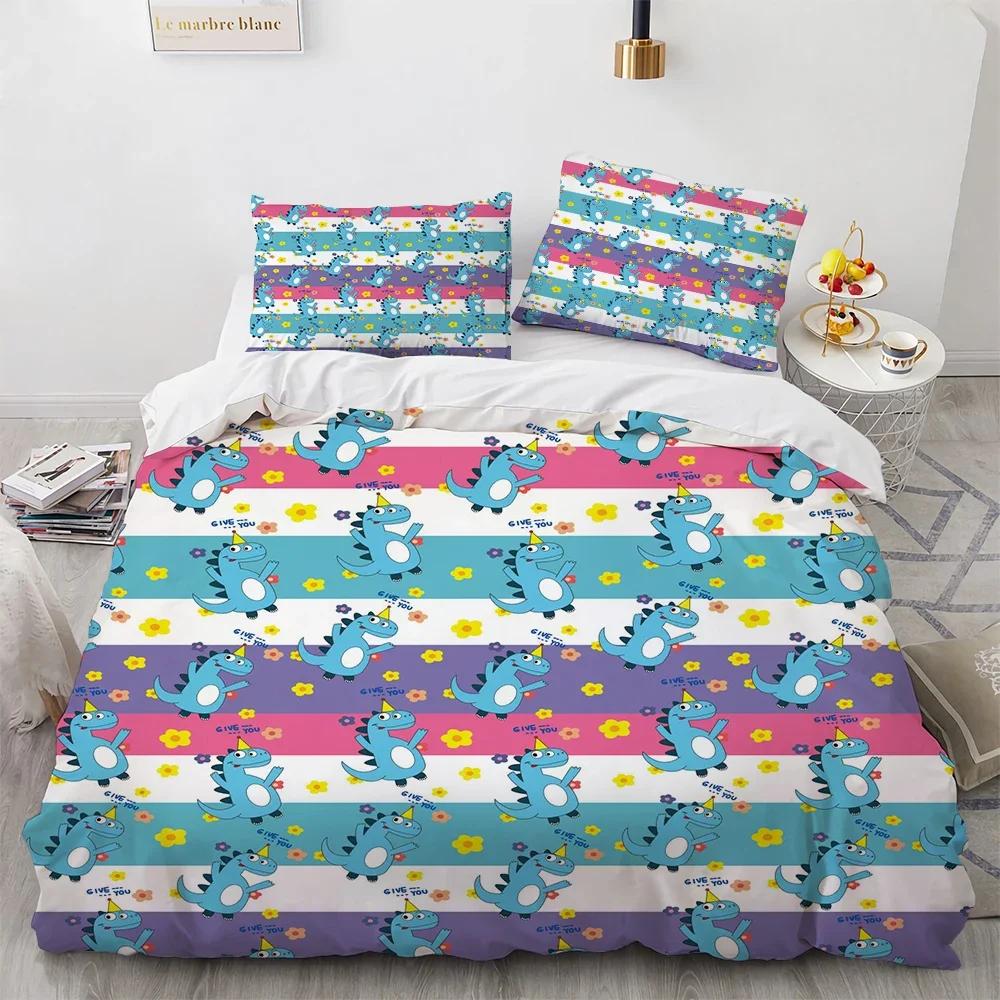 Children Kids Soft Duvet Cover Sets Twin Young Boys Young Girls Beding Set 3D Print Unicorn, Dinosaur, Bear, Bed Quilts Cover Sets for Adult
