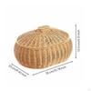 Round Woven Basket with Lid Versatile Imitation Rattan Storage Bin Lidded Decorative for