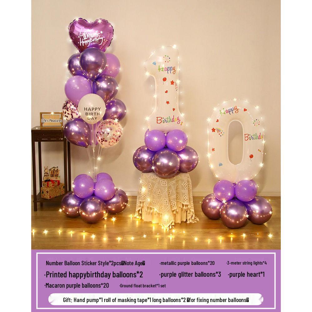 Floating Light-Up Number Balloons for Kids' 10th Birthday Decoration Scene