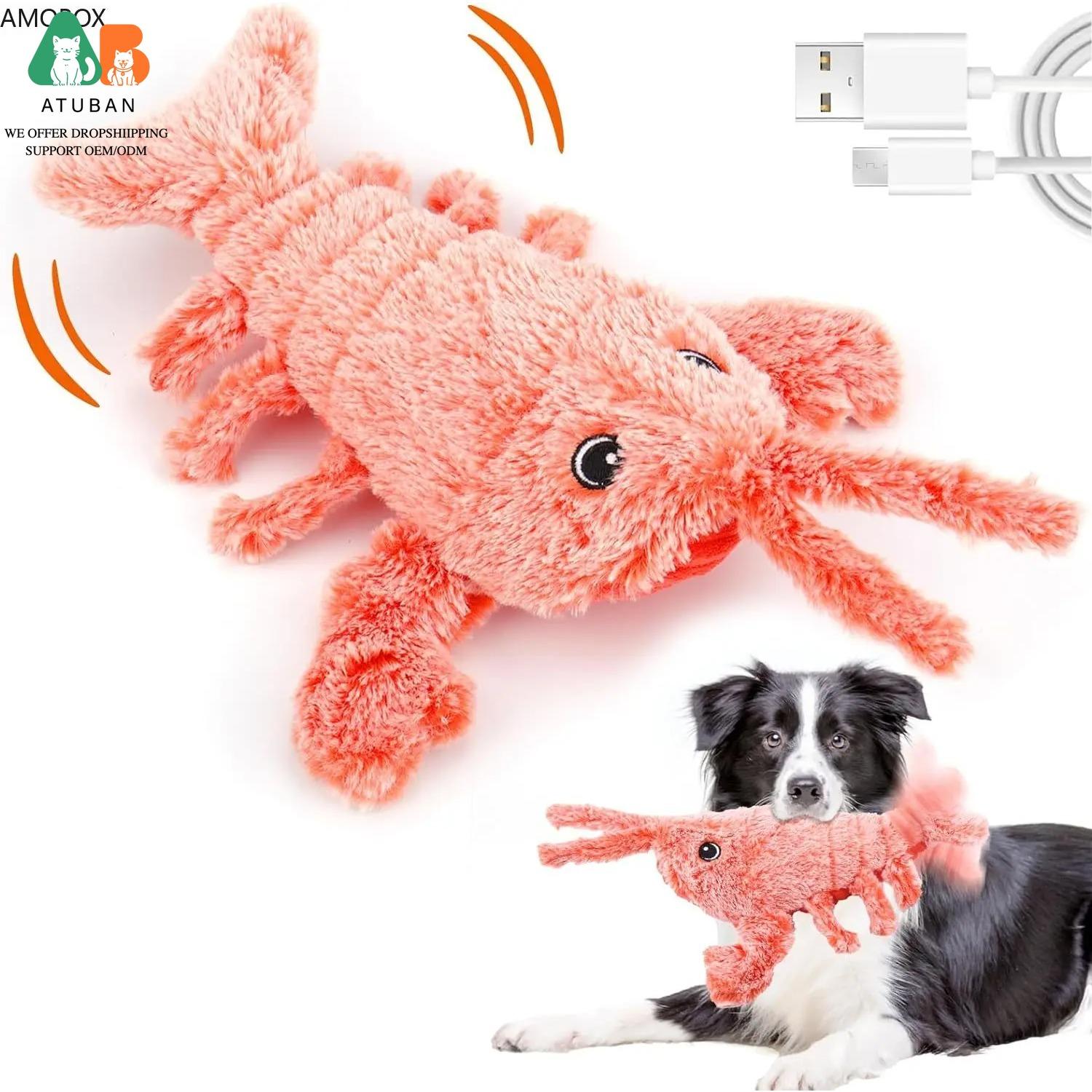 

ATUBAN Soft Lobster Interactive Toy for Cats and Puppies, USB Rechargeable Pet Interactive Toy,Plush Squeaky,Soft and Washable оранжевый