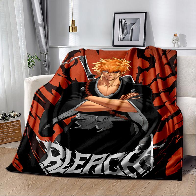 3D Bleach Kurosaki Ichigo Cartoon Anime Soft Blanket,Soft Throw Blanket for Home Bedroom Bed Sofa Travel Cover Child Gift