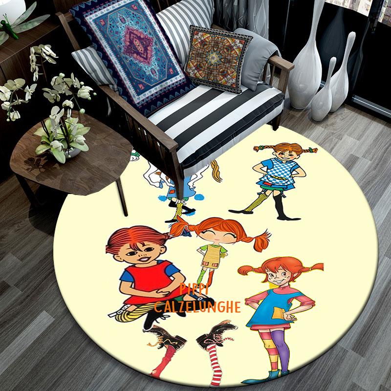 Pippi Cartoon pattern round rug,Carpet Rug for Living Room Bedroom Playroom ,Non-slip Floor Mat,Holiday Gifts and Birthday Gifts.