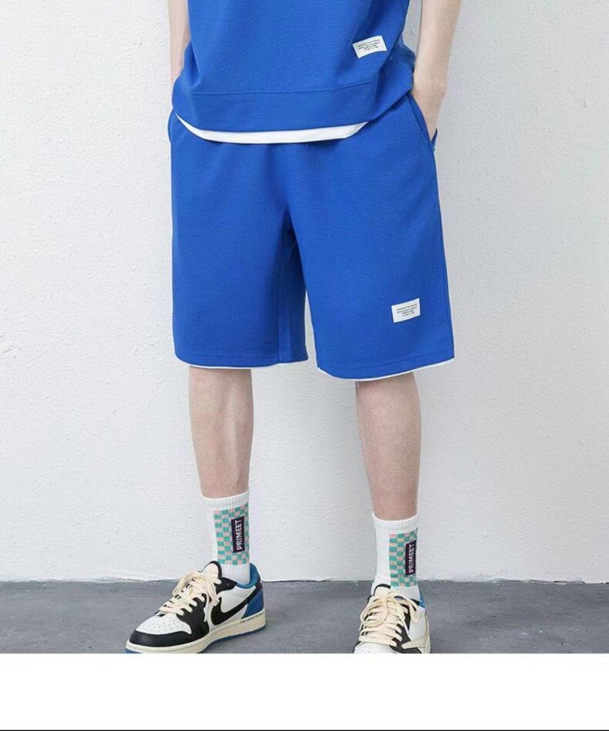 2022 Men's Waffle Short Sleeve Sports Leisure Suit - 2-Piece Set