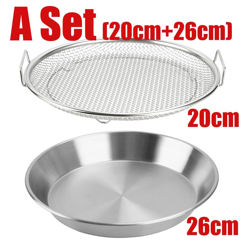 Stainless Steel Mesh Oil Filter Tray Drain Basket Set Reusable Vegetable Draining Rack With Handle Round Fried Food Strainer