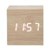 Digital Wood Clock Electronic Clock Electronic Clock Mini Alarm Clock Square Wooden Voice Controlled Thermometer
