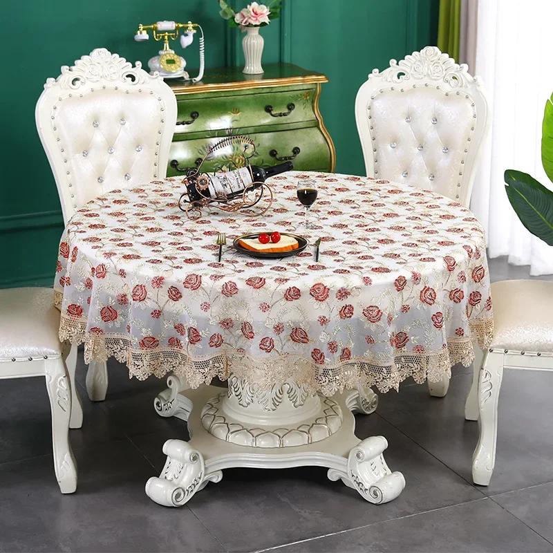 Kant Borduurwerk Tafelkleed Bloemen Tafelkleed Rechthoekig Rond Bruiloft Koffie TV Hotel Feest Deksel Huisdecoratie Mat 120x180cm wijnrode kleur