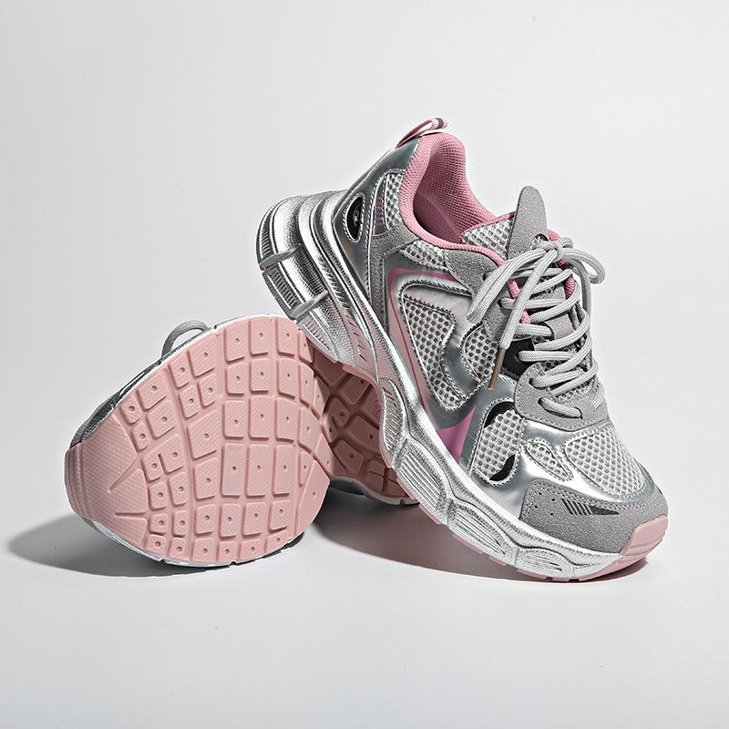 European Station breathable retro dad shoes women's 2025 early spring new thick-soled heightening fashionable versatile casual sports shoes