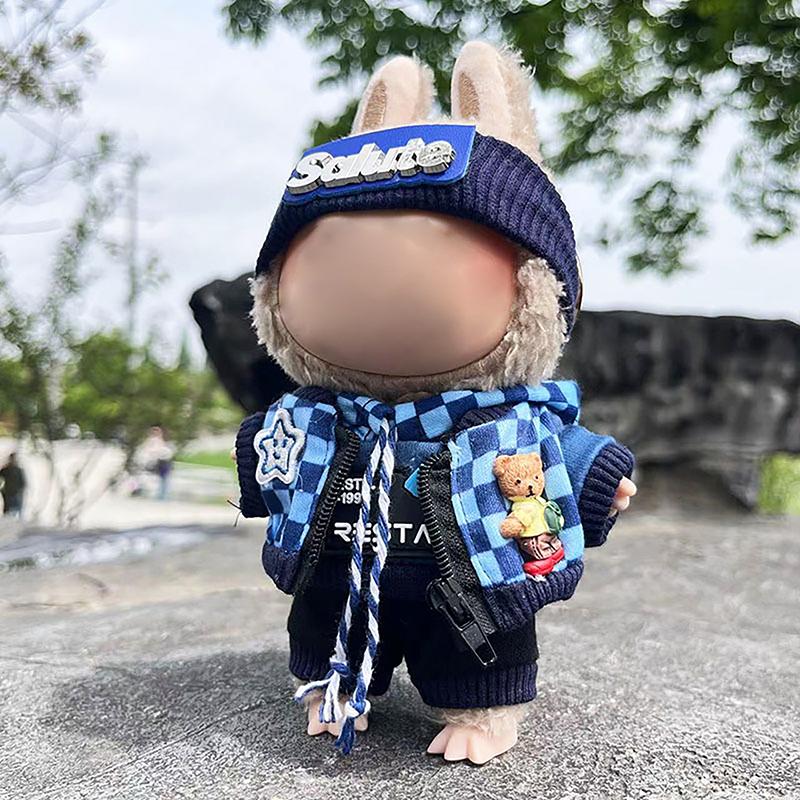 Cute Mini Plush Doll'S Clothes Outfit Only Clothing Accessories For 17cm Labubu Dolls Sweater Hoodie Clothing DIY Kids Gifts