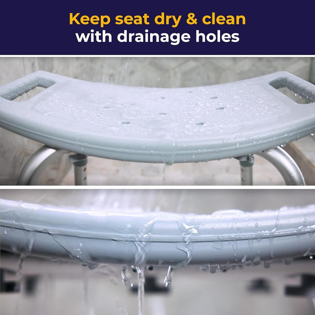 Drive Medical RTL12203KDR Shower Chair, Adjustable Shower Stool with Suction Feet, Shower Seat for Inside Tub, Bathroom Bench, 300 LB Weight Capacity