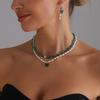 European and American Jewelry Light Luxury High-end Special-shaped Pearl Crystal Love Necklace Design Versatile Necklace Set