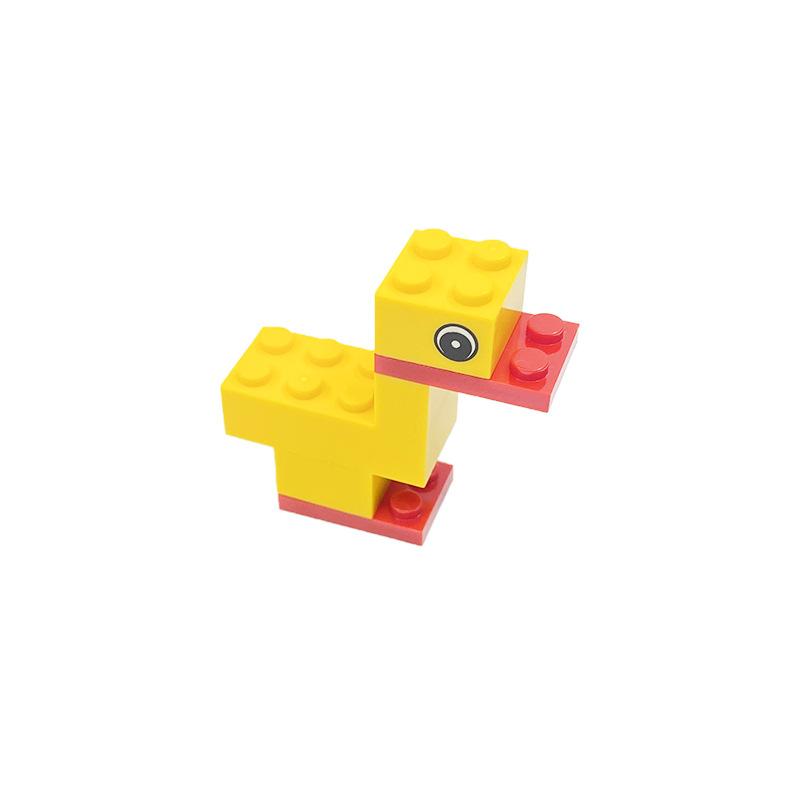 Compatible With 4 Holes Printed Eye Small Particles Diy Duckling Yellow Duck Early Childhood Education Building Block Accessories Building Bag