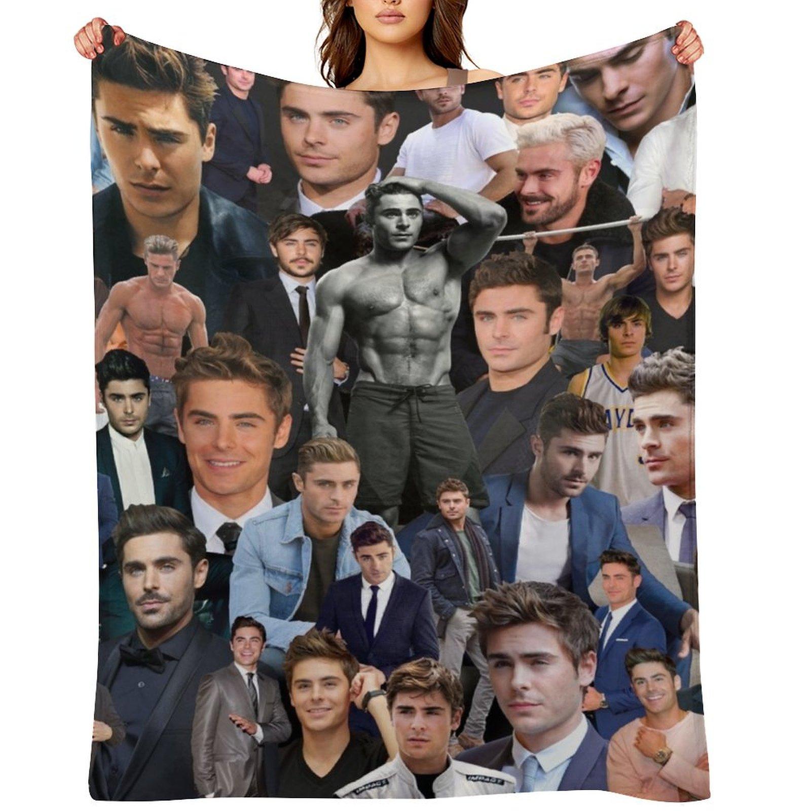 Zac Efron Throw Blanket Cute Plaid Flannel Hairy Sofa Throw Blankets 30x40in