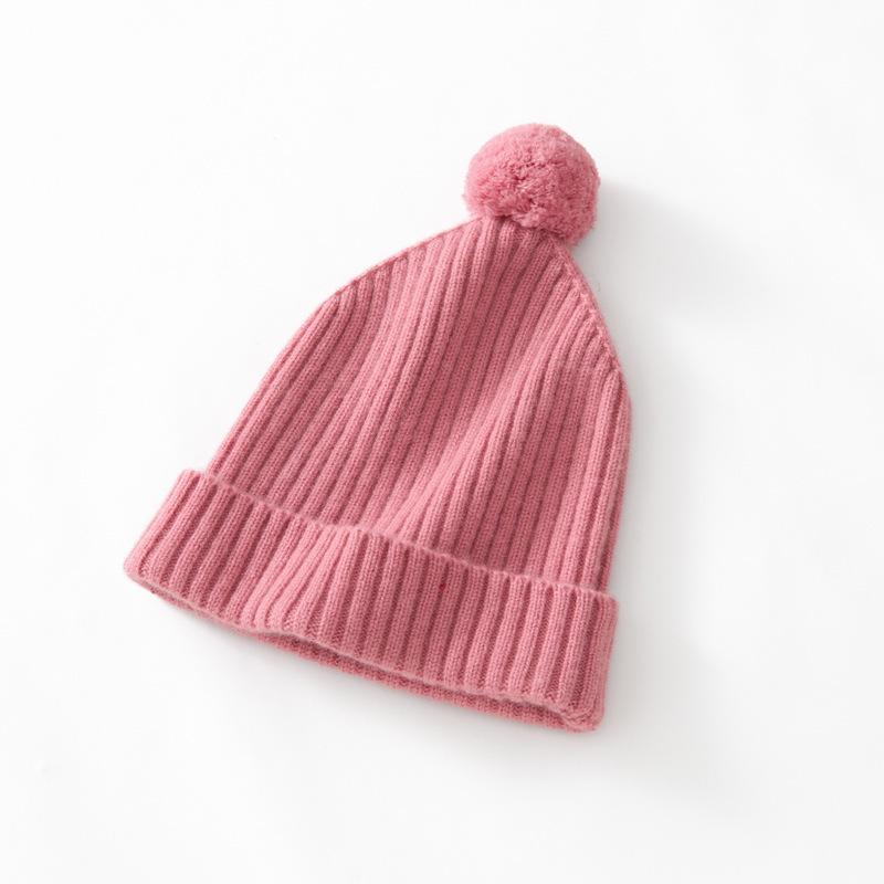 Cozy Cashmere Knit Baby Hat - Warm, Elastic, Solid Color for Autumn/Winter 22x21 cm