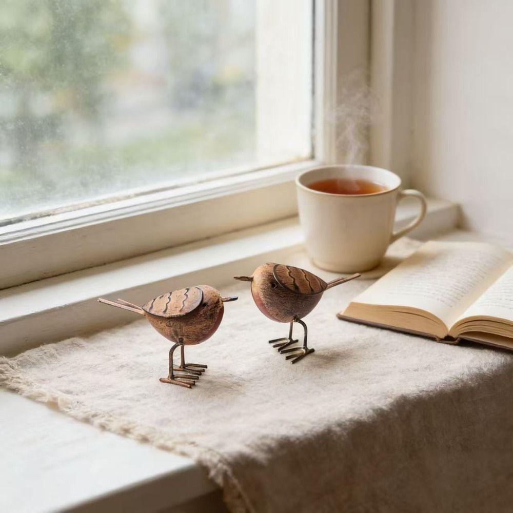Metal Metal Birds Statue Rustic Style Metal Bird Ornament New Iron Art Birds Patio