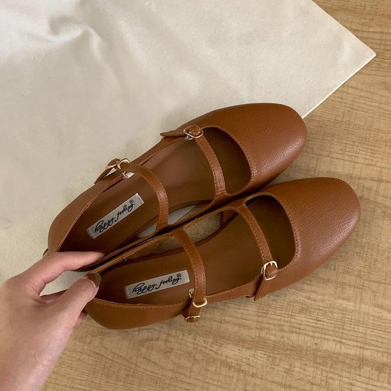 Fashion Female Buckle Strap Footwear New In 2025 Women Mary Janes Flats Shoes Summer Spring Fashion Shallow Ladies Flats With Shoes