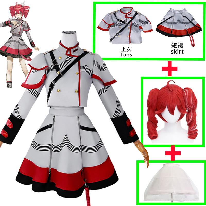 Jeu Chanteuse Virtuelle Kasane Teto Costume de Cosplay Vtuber Kasane Teto Uniforme Rose Perruque Rouge Ensemble Complet Fête Masquée Carnaval Costumes