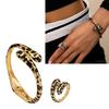 Leopard Pattern Jewelry Set Comfortable Wear Bracelet Ring Animal Print Accessories for Fashion Lovers and Trendsetters