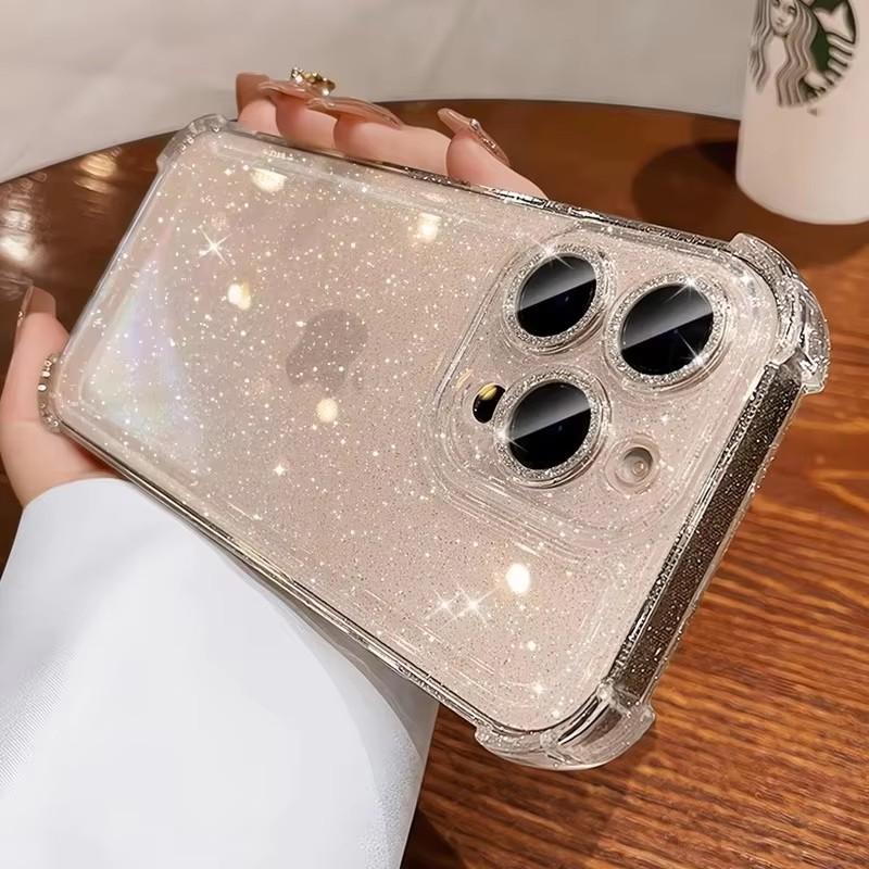 New Glitter Bling Clear TPU Case for iPhone 17 Pro Max 16 15 14 13 12 11 Pro Max Plus Air Silicone Soft Transparent Bumper Cover