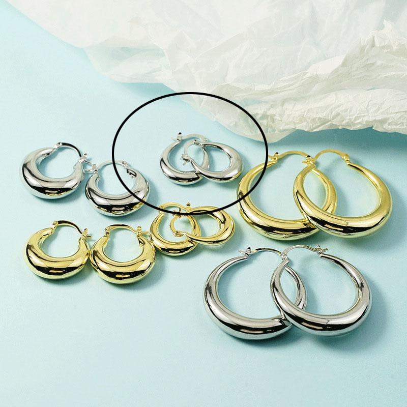 

925 Sterling Silver Circle Gold Earrings For Women Trendy Earring Jewelry Prevent Allergy Party Accessories G