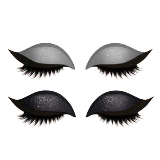 2 Pairs Lazy Eye Shadow Eyelash Patch 2-in-1 Eyeshadow Eyelashes Makeup Stickers Reusable Eye Makeup Stickers with False Lashes Shadow