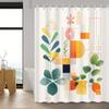Abstract Geometric Floral Leaf Shower Curtain with Hooks - Vibrant Color Blocks, Machine Washable Bathroom Decor
