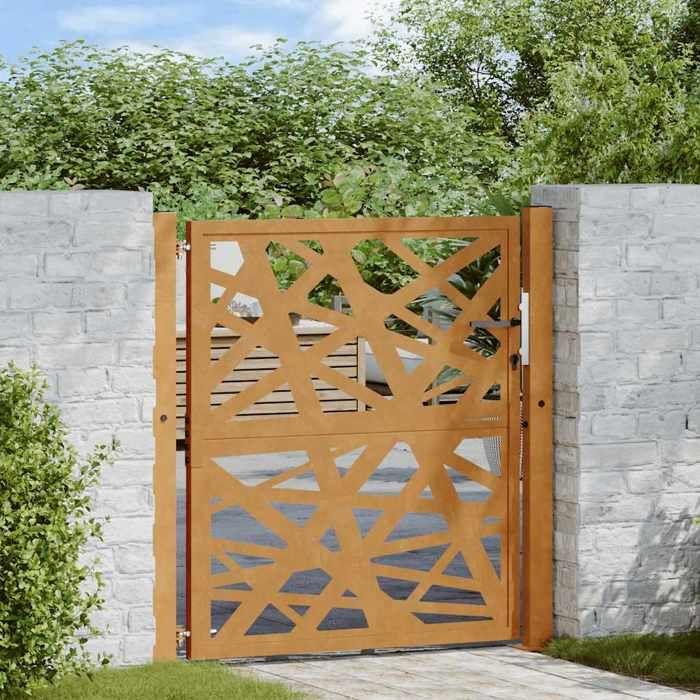 VidaXL Porte de jardin acier résistant aux intempéries design lumière, porte de clôture, porte extérieure, porte en métal, 4100954