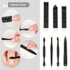 Black Nail Clipper Set Portable With Travel Box Pedicure Manicure Kit Stainless Steel Nail Care Grooming Trimmer Set