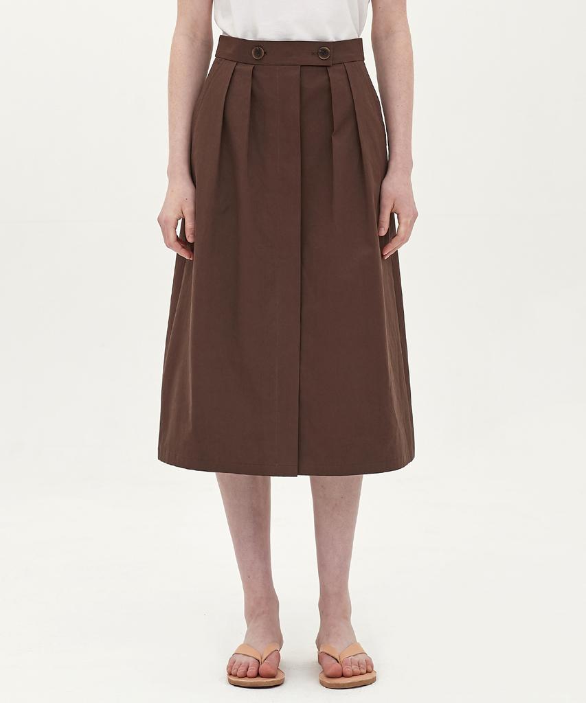 Jun By Jun K Hidden Button A-Line Skirt_Chocolate