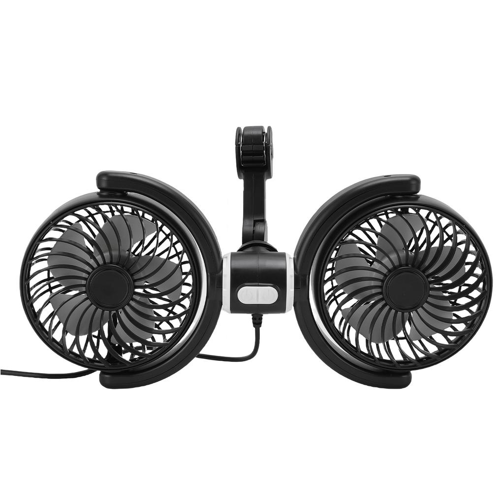 Duální ventilátor do auta otočný o 360 stupňů 3 rychlosti napájený přes USB ventilátor do auta na zadní sedadlo pro dodávku nákladní auto SUV RV DC 5V
