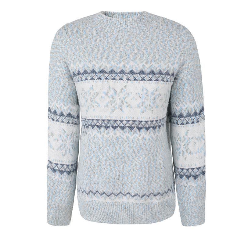 Damen Strickwaren Herbst/Winter Weihnachtspullover Halbrollkragen Schneeflockenpullover