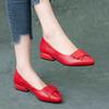 Flat-soled Single Shoes Women's 2025 New Spring and Autumn Shallow Mouth Thick Heel Pointed Women's Shoes Soft Leather Soft Sole Versatile Leather Sho